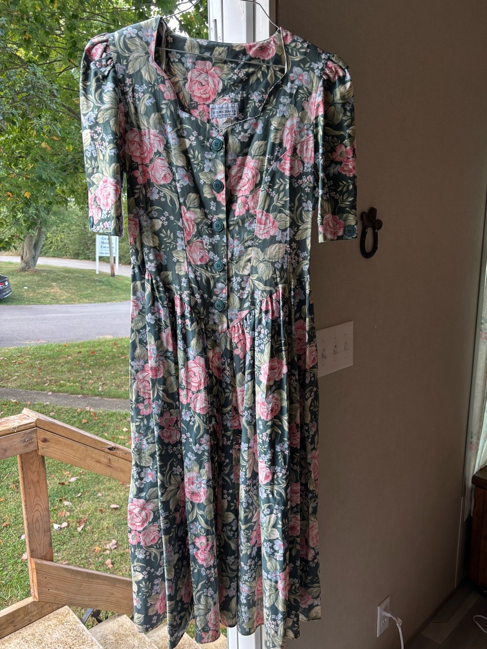 vintage 1980s prairie/cottagecore midi dress designed by Melanie Drucker